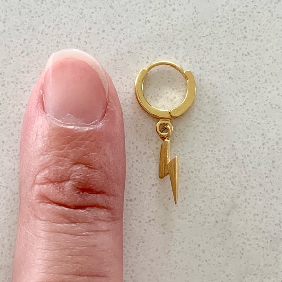 Gold Lightning Bolt Earring - Picture 4 of 4